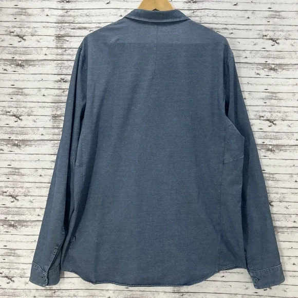 Lululemon Mens Shirt XL Blue Commission Chambray Casual Golf Oxford Stretch - Picture 4 of 9